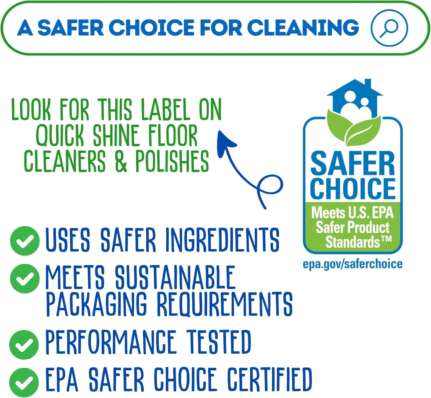 Quick Shine Multi Surface Floor Finish 64oz | Cleaner & Polish to use on Hardwood, Laminate, Luxury Vinyl Plank LVT, Tile & Stone | Safer Choice w/Clean Shine Technology | Shine-Protect-Refresh