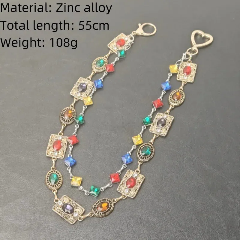 "Retro Agate Colorful Pants Chain – Light Luxury Waist Accessory for Men & Women"