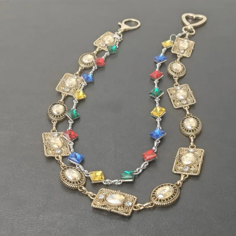"Retro Agate Colorful Pants Chain – Light Luxury Waist Accessory for Men & Women"