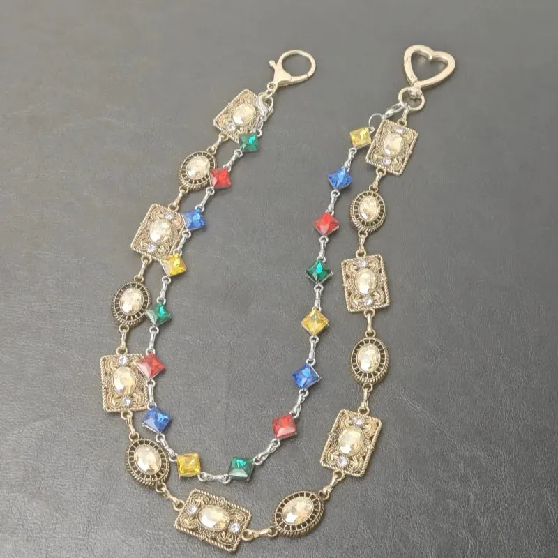 "Retro Agate Colorful Pants Chain – Light Luxury Waist Accessory for Men & Women"