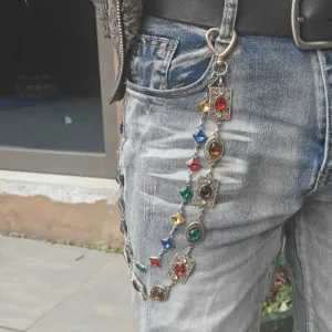 "Retro Agate Colorful Pants Chain – Light Luxury Waist Accessory for Men & Women"