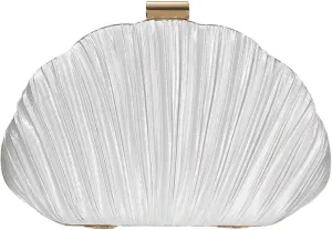 QWINEE Women's Shell Shaped Clutch Purse Ruched Mini Crossbody Bag Elegant Evening Handbag with Chain Strap