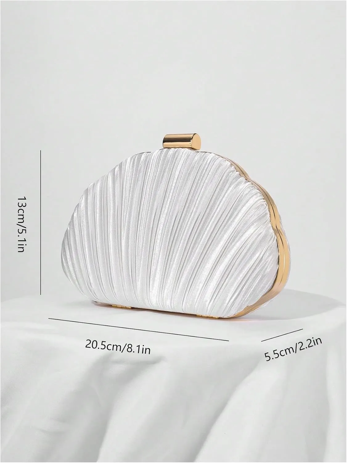 QWINEE Women's Shell Shaped Clutch Purse Ruched Mini Crossbody Bag Elegant Evening Handbag with Chain Strap