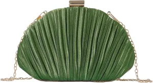 QWINEE Women's Shell Shaped Clutch Purse Ruched Mini Crossbody Bag Elegant Evening Handbag with Chain Strap