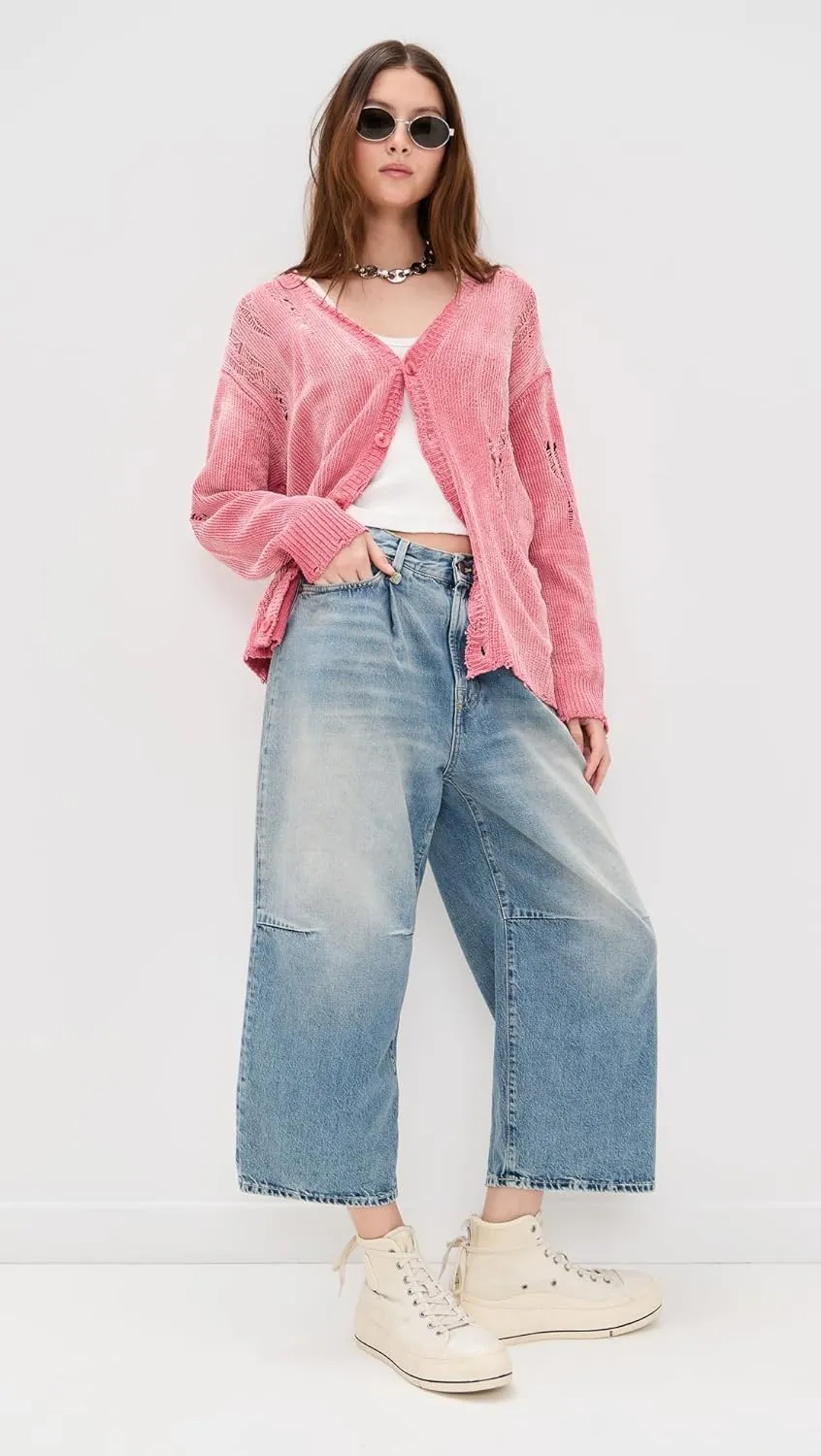 R13 Women's Crop Wide Leg Jeans