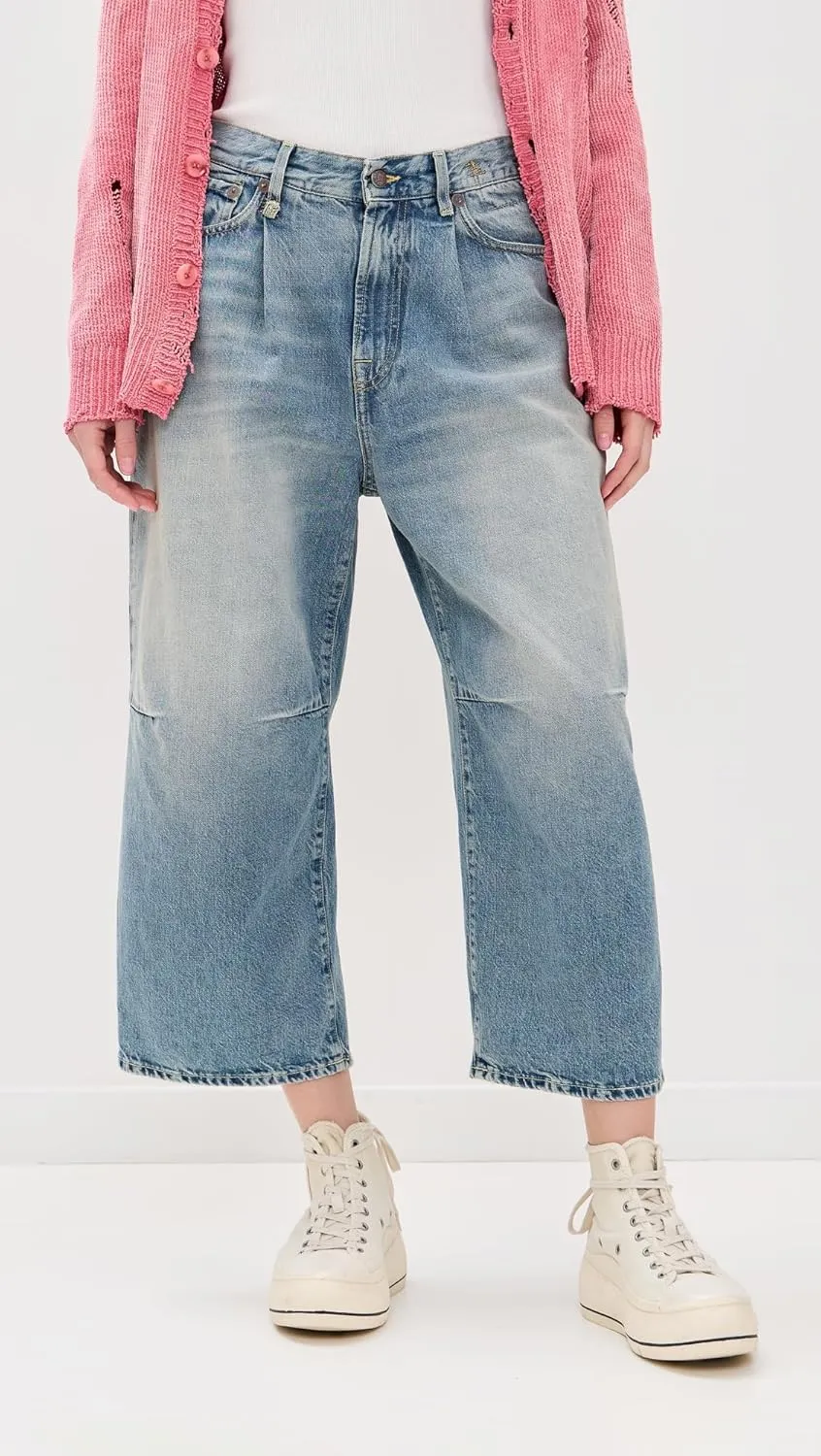 R13 Women's Crop Wide Leg Jeans