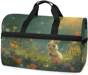 Rabbits Gardens Travel Duffel Bag Luggage Sports Gym Bags With Shoes Compartment Large Capacity Lightweight Duffle Bag For Men Women