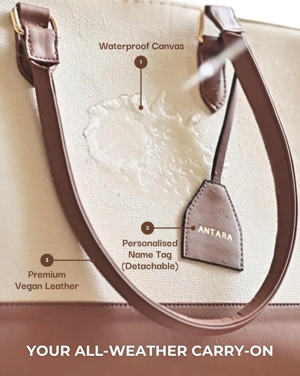 RACHEL TOTE BAG | BROWN AND OFF WHITE | MEDIUM