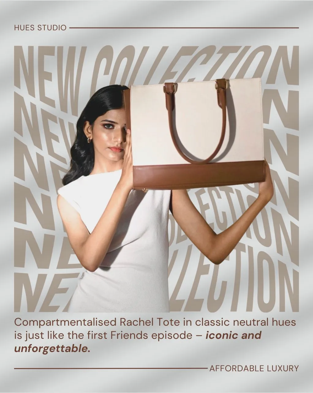 RACHEL TOTE BAG | BROWN AND OFF WHITE | MEDIUM