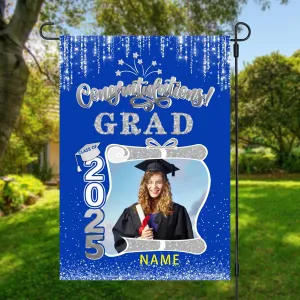 raduation arden Fla with Photo Class of 2025 Conrats rad Double Sided Yard Fla Decorative ifts(Orane)