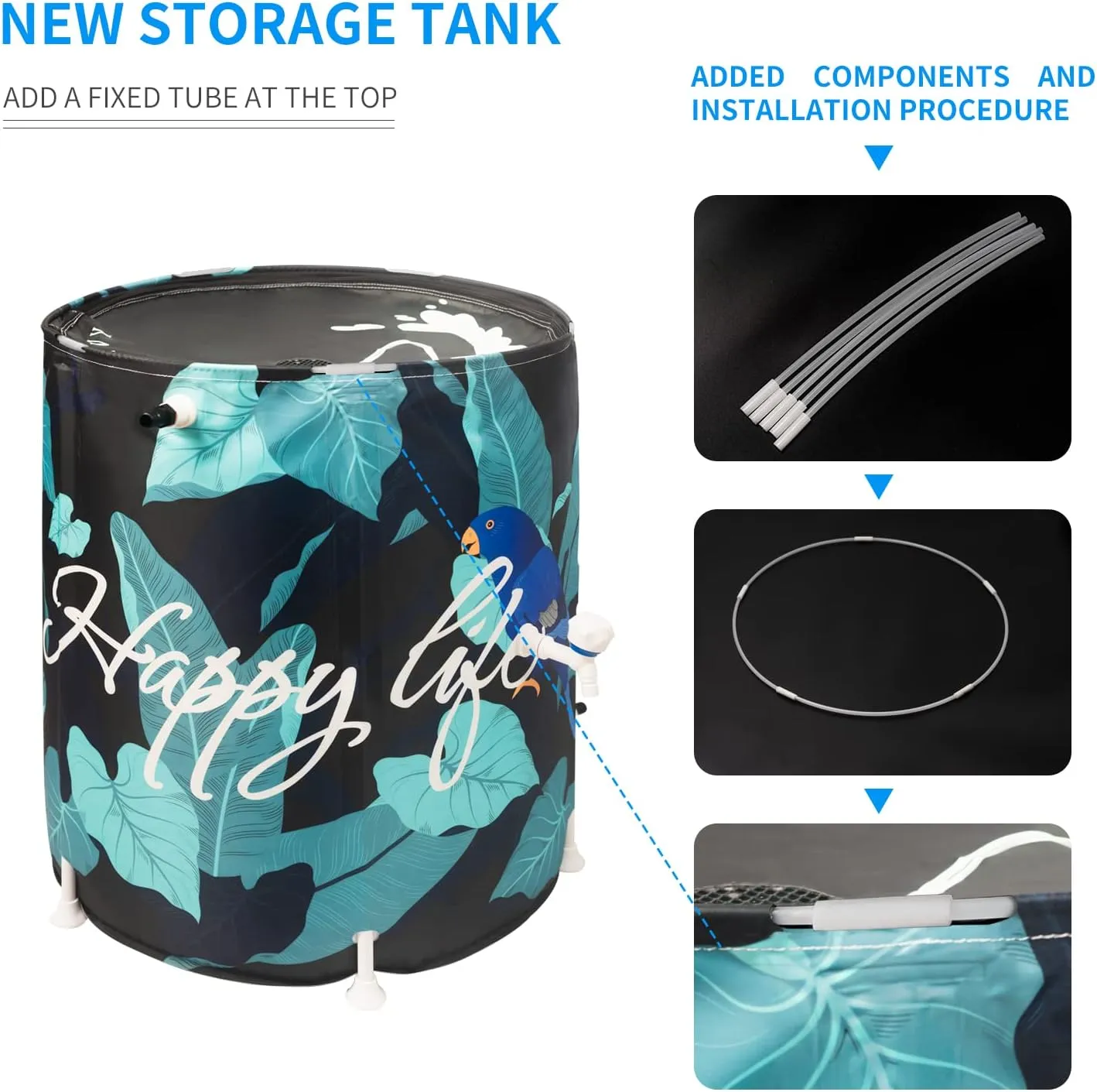 Rain Barrel Upgrade Anti-Collapse Collapsible Rainwater Collection System,Portable Water Storage Tank,Garden Water Catcher (Green Mutil, 50)