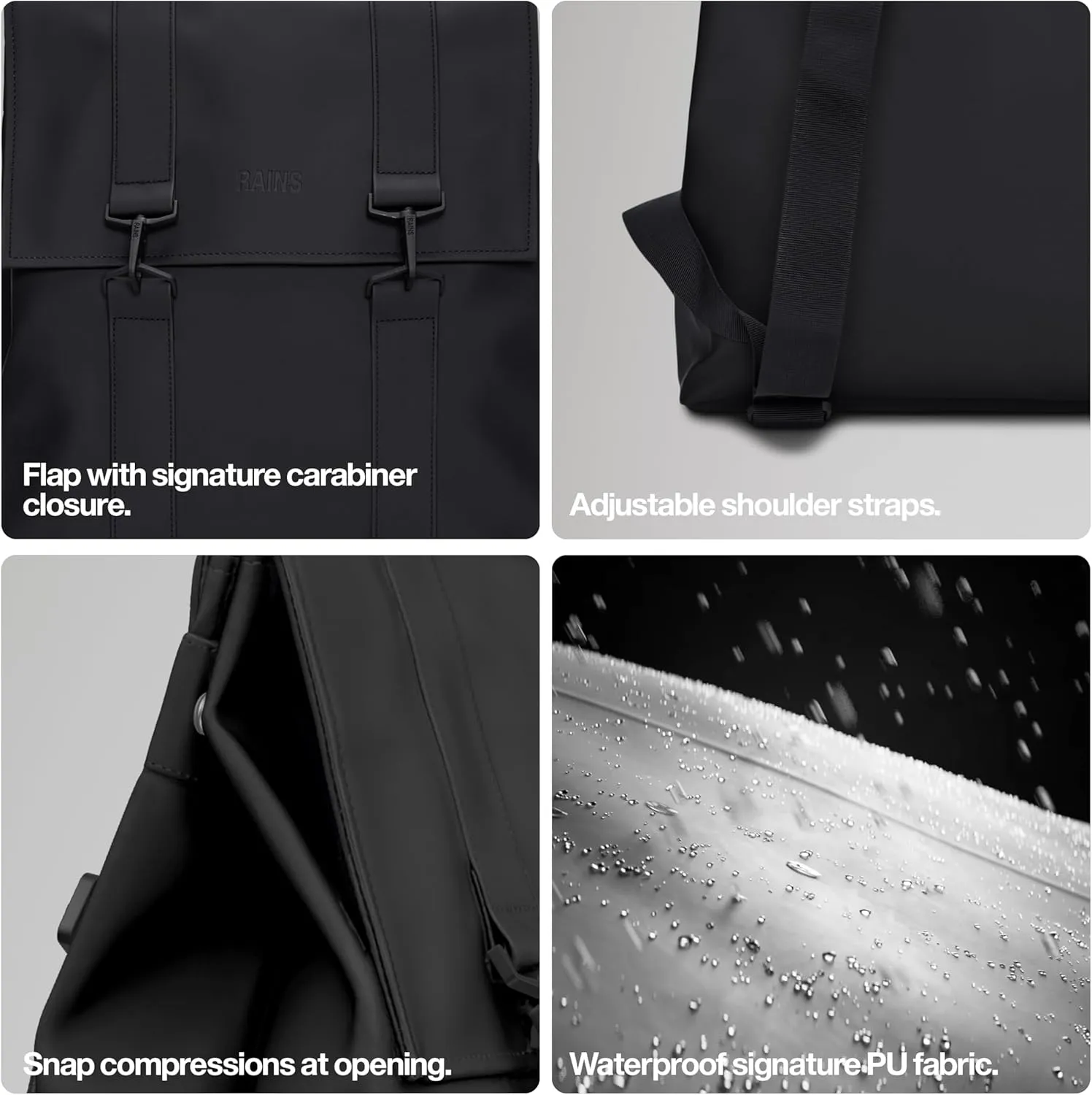 RAINS Messenger Bag, Backpack, Waterproof Classic Contemporary for travel and everyday use - Navy