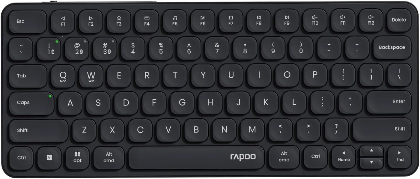 Rapoo E9050L Multi-Device Wireless Keyboard, Blade-Series E9050L 78-Key Ultra-Thin Keyboard, Support 4 Devices, Low-Profile, Quiet, USB-C, Rechargeable, Al-Alloy Frame, for Windows/Mac/Linux/Chrome