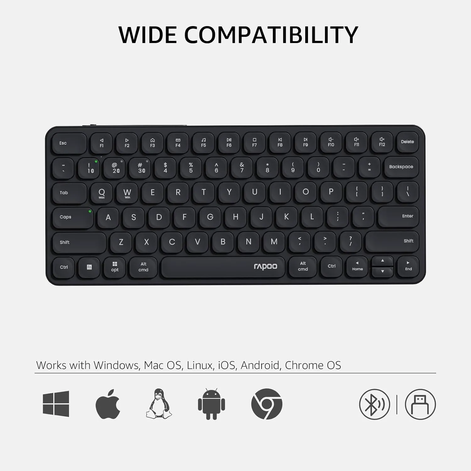 Rapoo E9050L Multi-Device Wireless Keyboard, Blade-Series E9050L 78-Key Ultra-Thin Keyboard, Support 4 Devices, Low-Profile, Quiet, USB-C, Rechargeable, Al-Alloy Frame, for Windows/Mac/Linux/Chrome