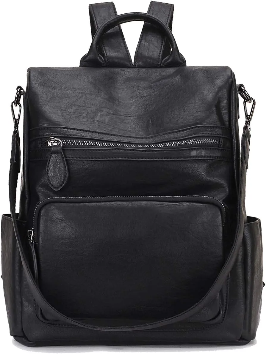 RAVUO Anti Theft Backpack Purse for Women, PU Leather Designer Convertible Shoulder Bag Three Ways to Carry