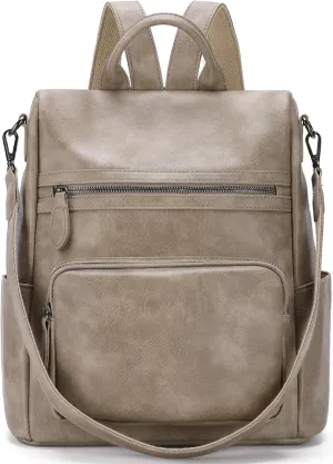 RAVUO Anti Theft Backpack Purse for Women, PU Leather Designer Convertible Shoulder Bag Three Ways to Carry