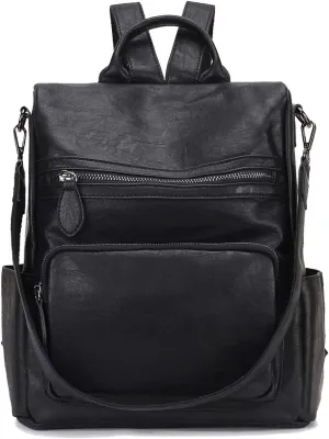 RAVUO Anti Theft Backpack Purse for Women, PU Leather Designer Convertible Shoulder Bag Three Ways to Carry