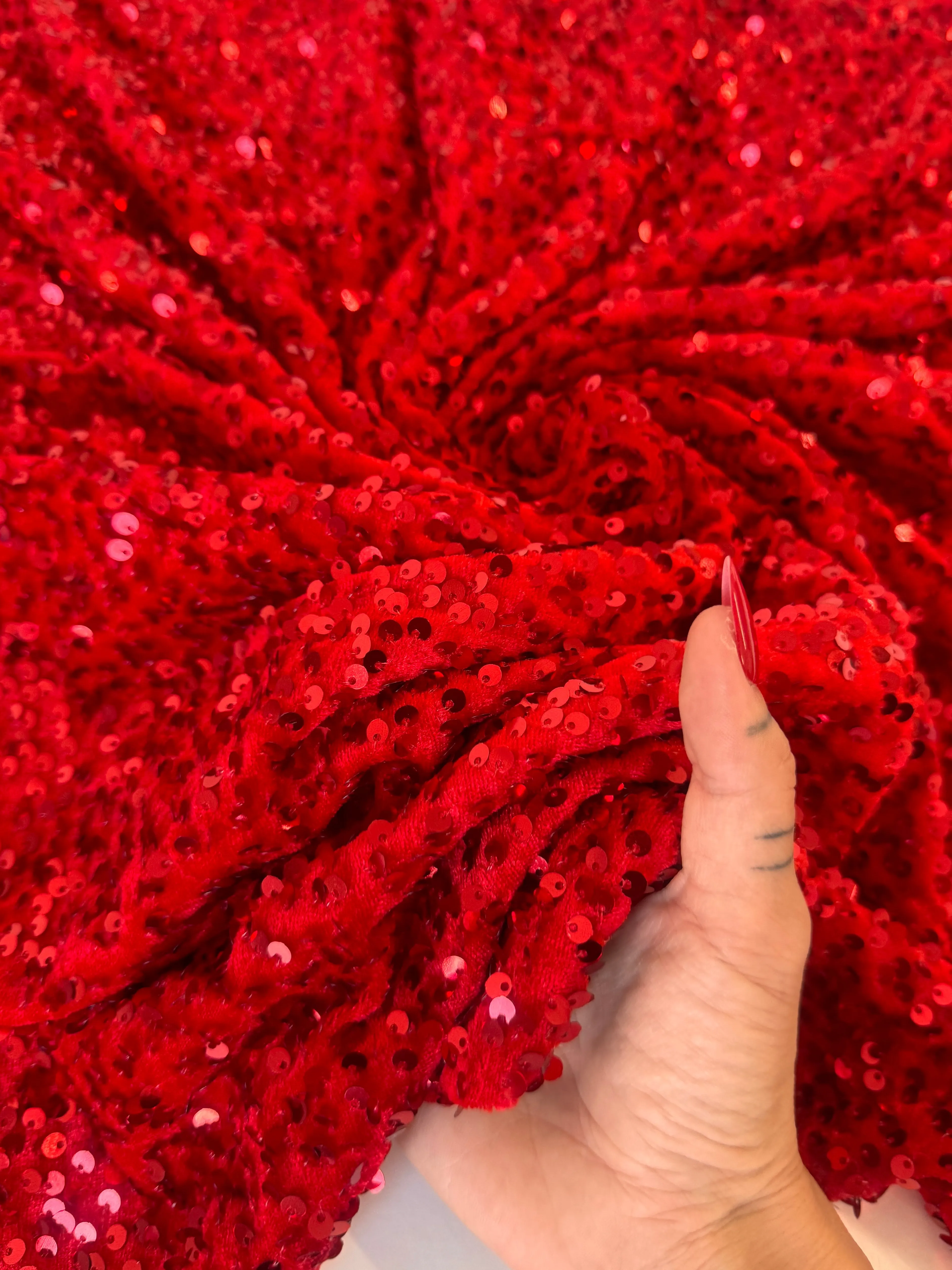 Red Sequins Velvet