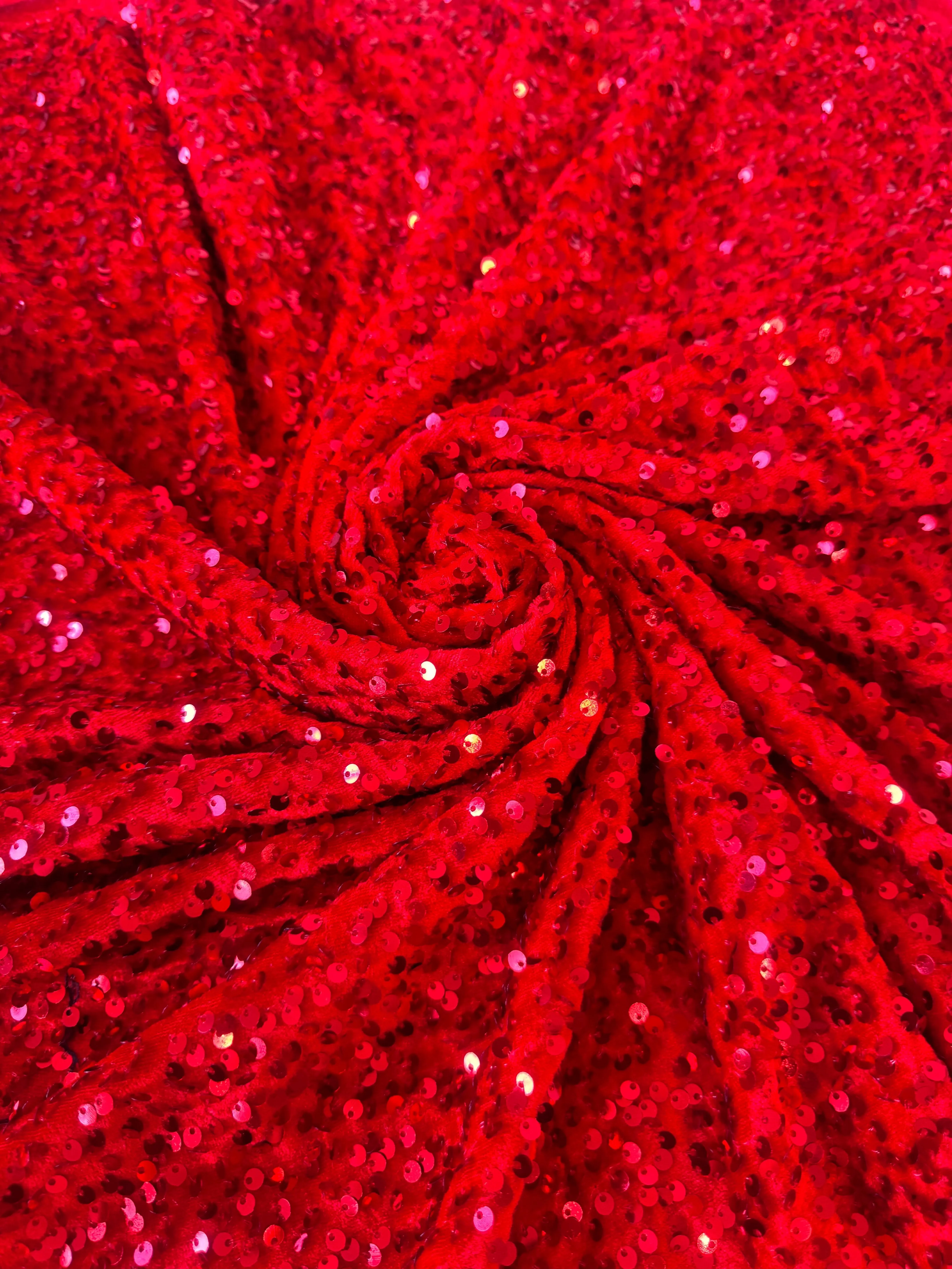 Red Sequins Velvet