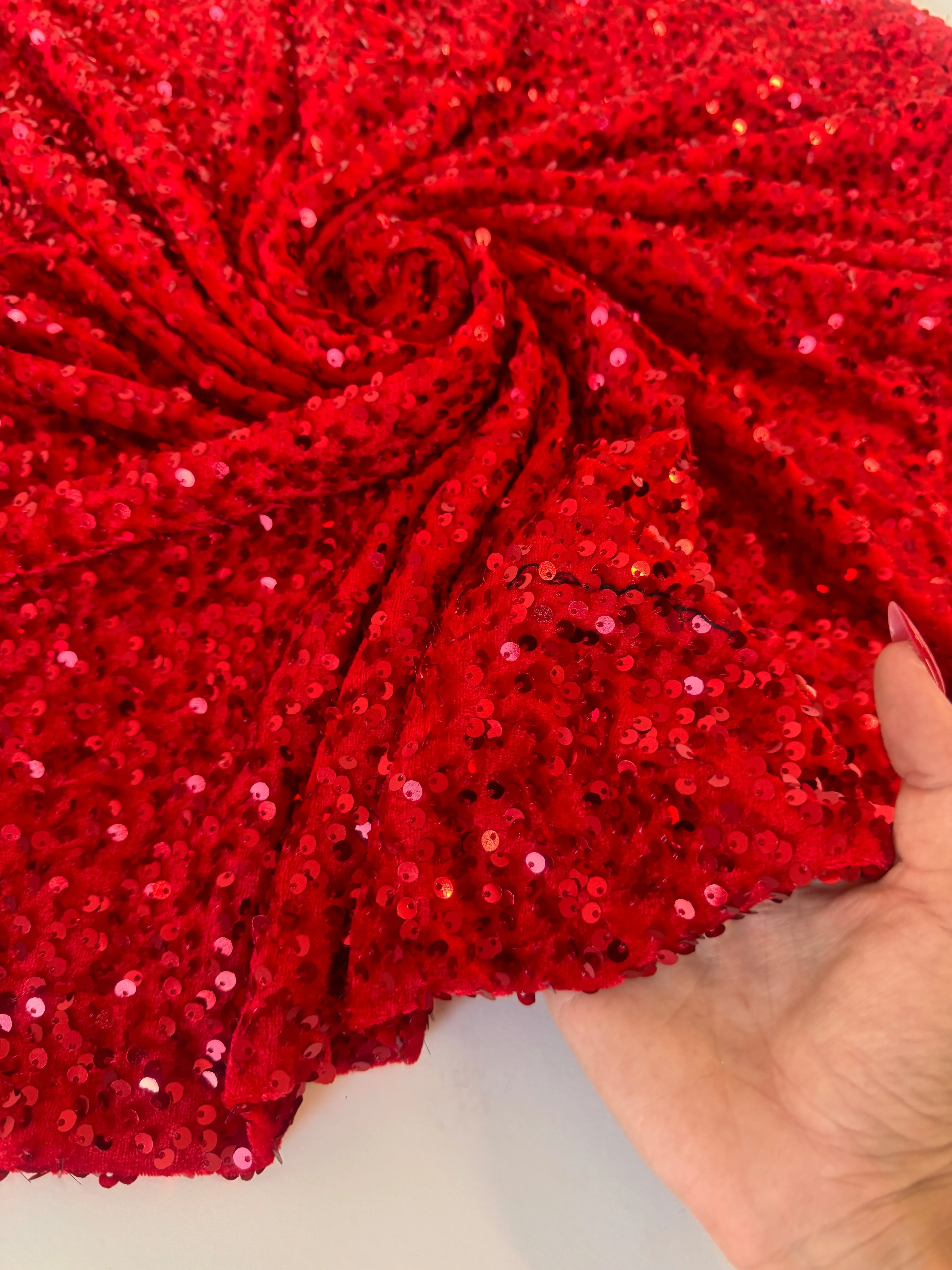 Red Sequins Velvet