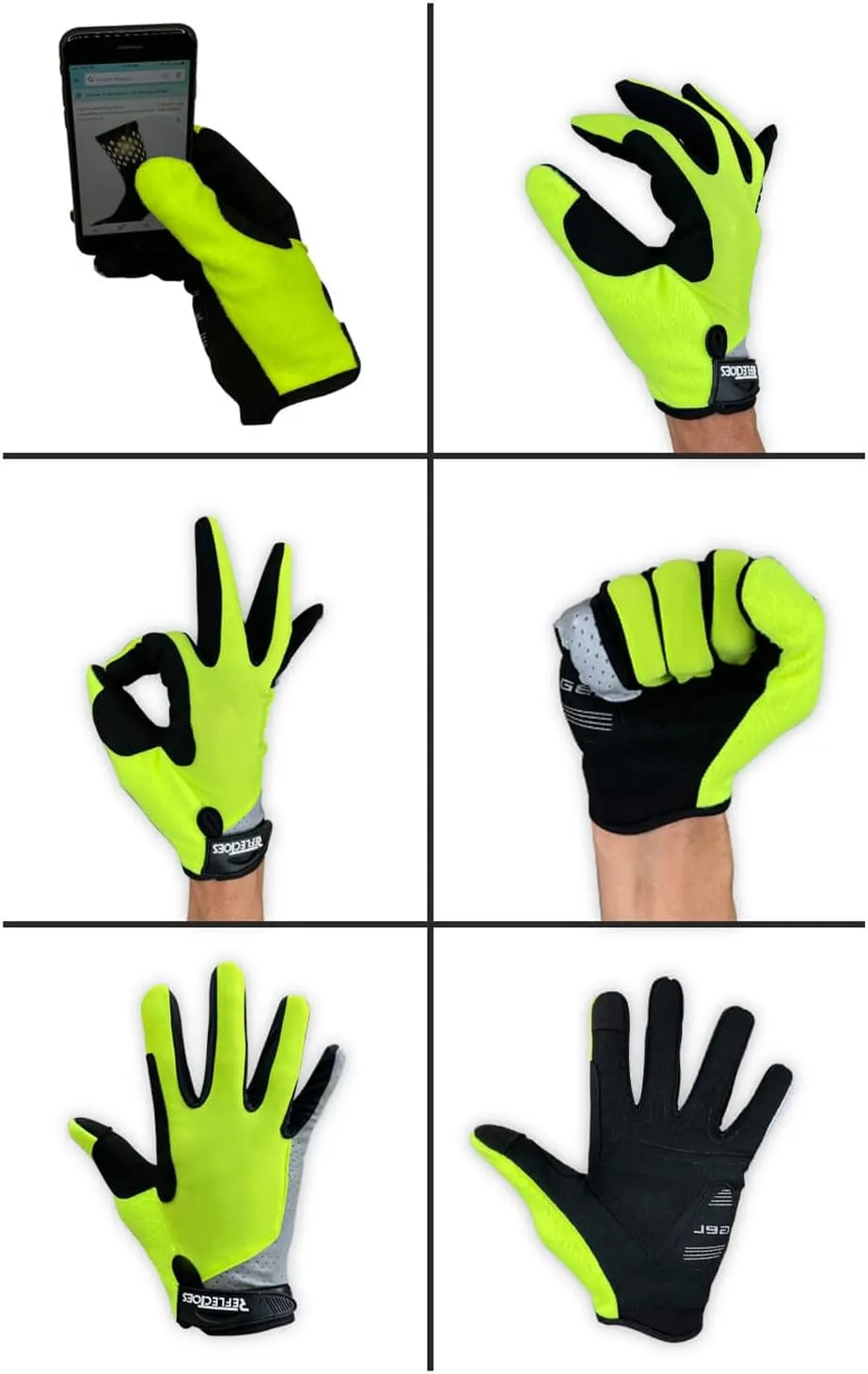 Reflective Summer Cycling Gloves for High Visibility – Fluorescent Hi-Vis Gloves with Biomotion Safety, Gel Padding & Touchscreen Fingers
