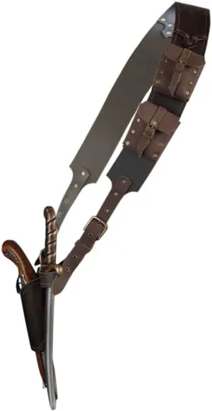 Renaissance Dual Sword Frog Belt Holster Medieval Adjustable Faux Leather Rapier Weapon Carry Case Waist Hanger Carrier