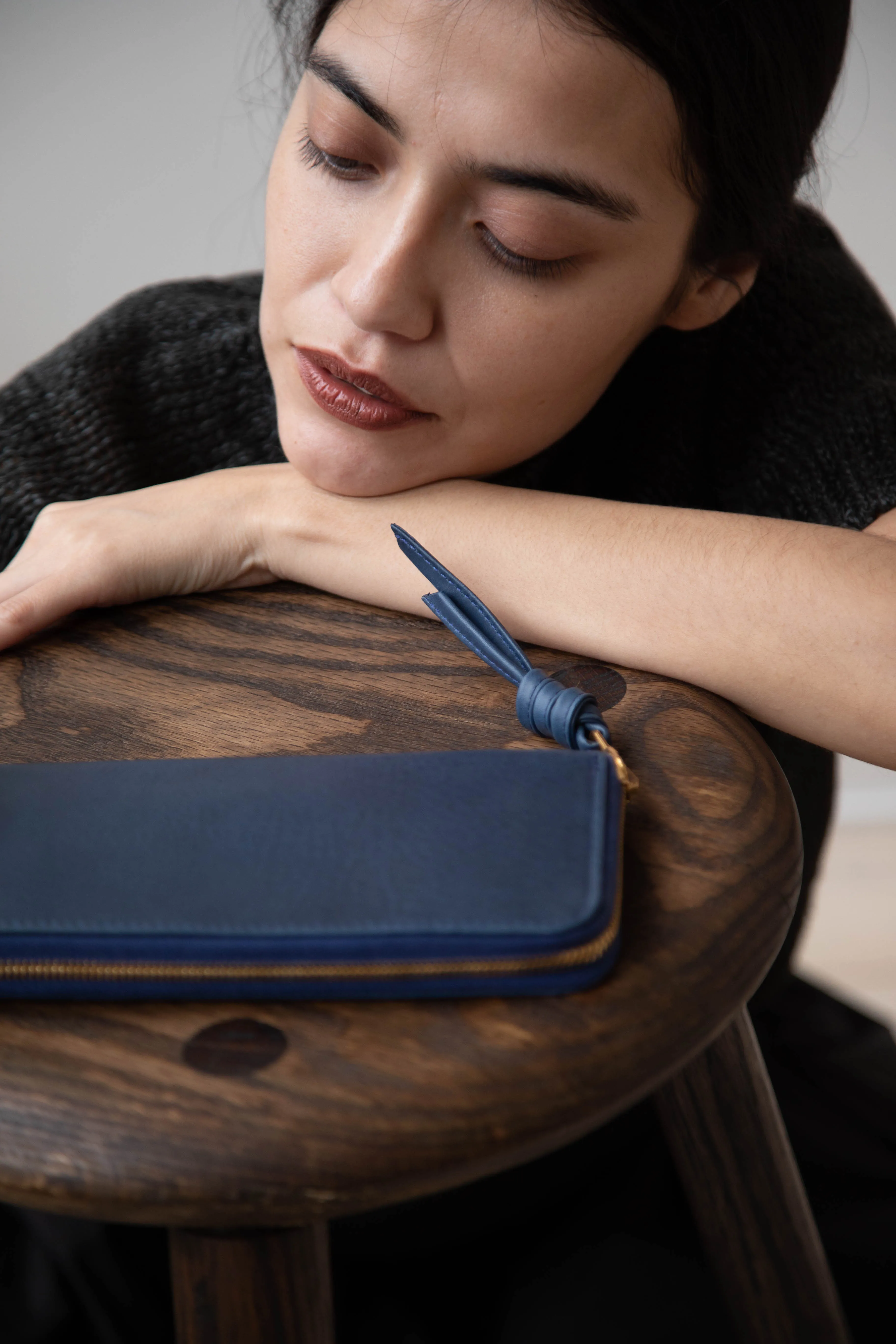 rennes Sabine Wallet in Cobalt Leather