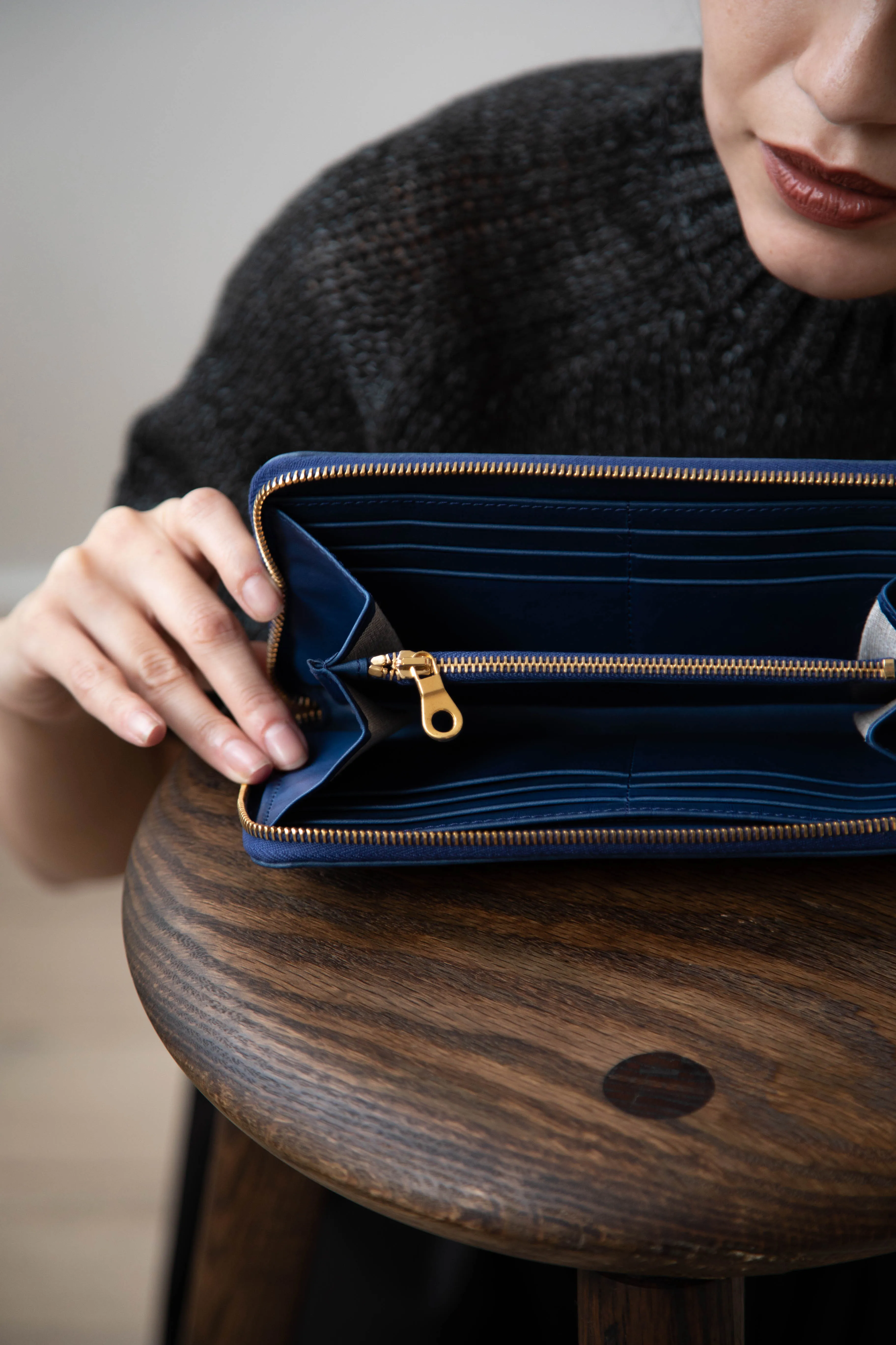 rennes Sabine Wallet in Cobalt Leather