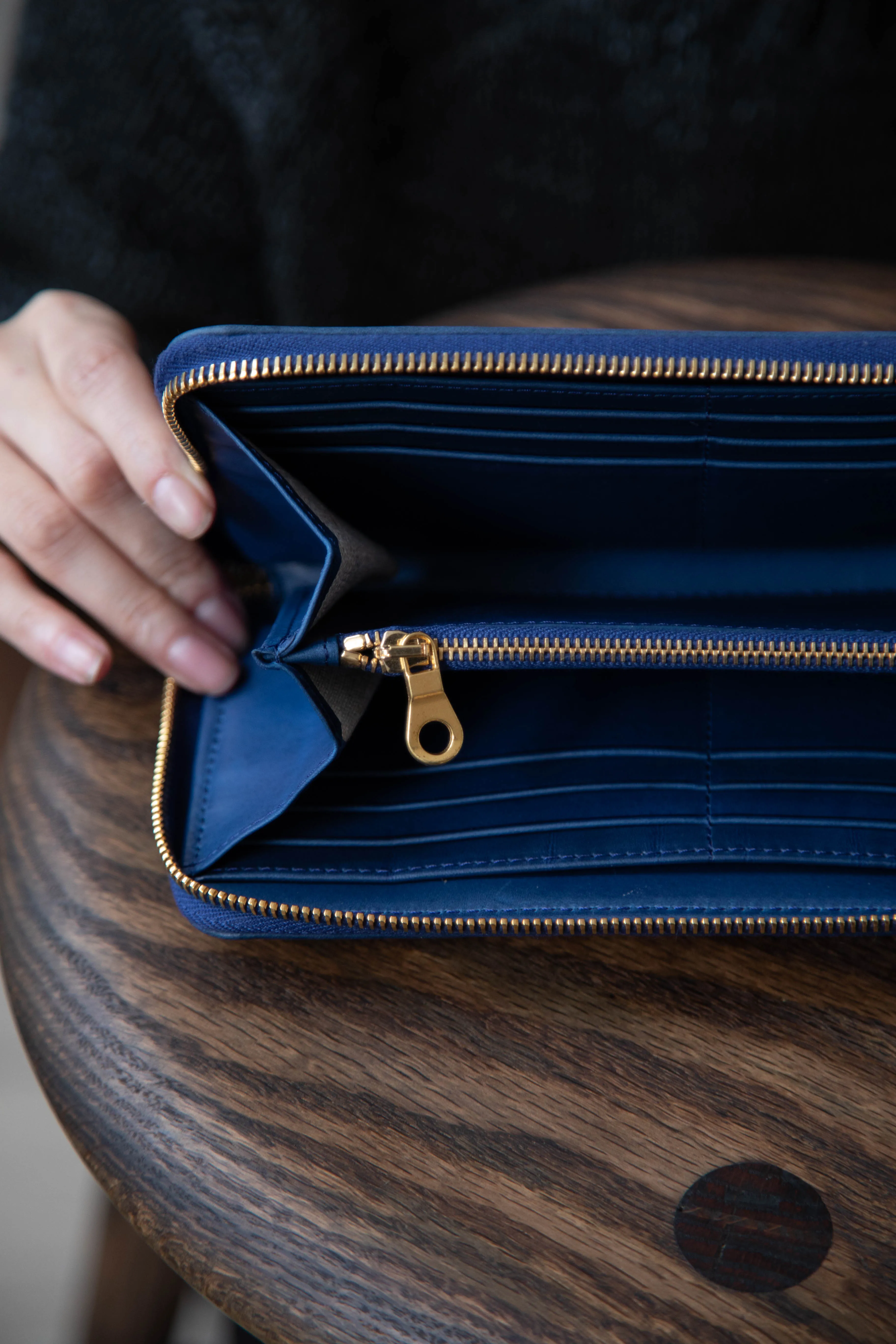 rennes Sabine Wallet in Cobalt Leather
