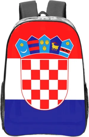 Republic Of Croatia Flag Transparent Backpack-16-Inch Pvc Clear Backpack With Side Pockets,Black