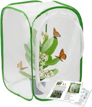 RESTCLOUD Insect and Butterfly Habitat Cage Terrarium Pop-up 24 Inches Tall with Zipper Protection
