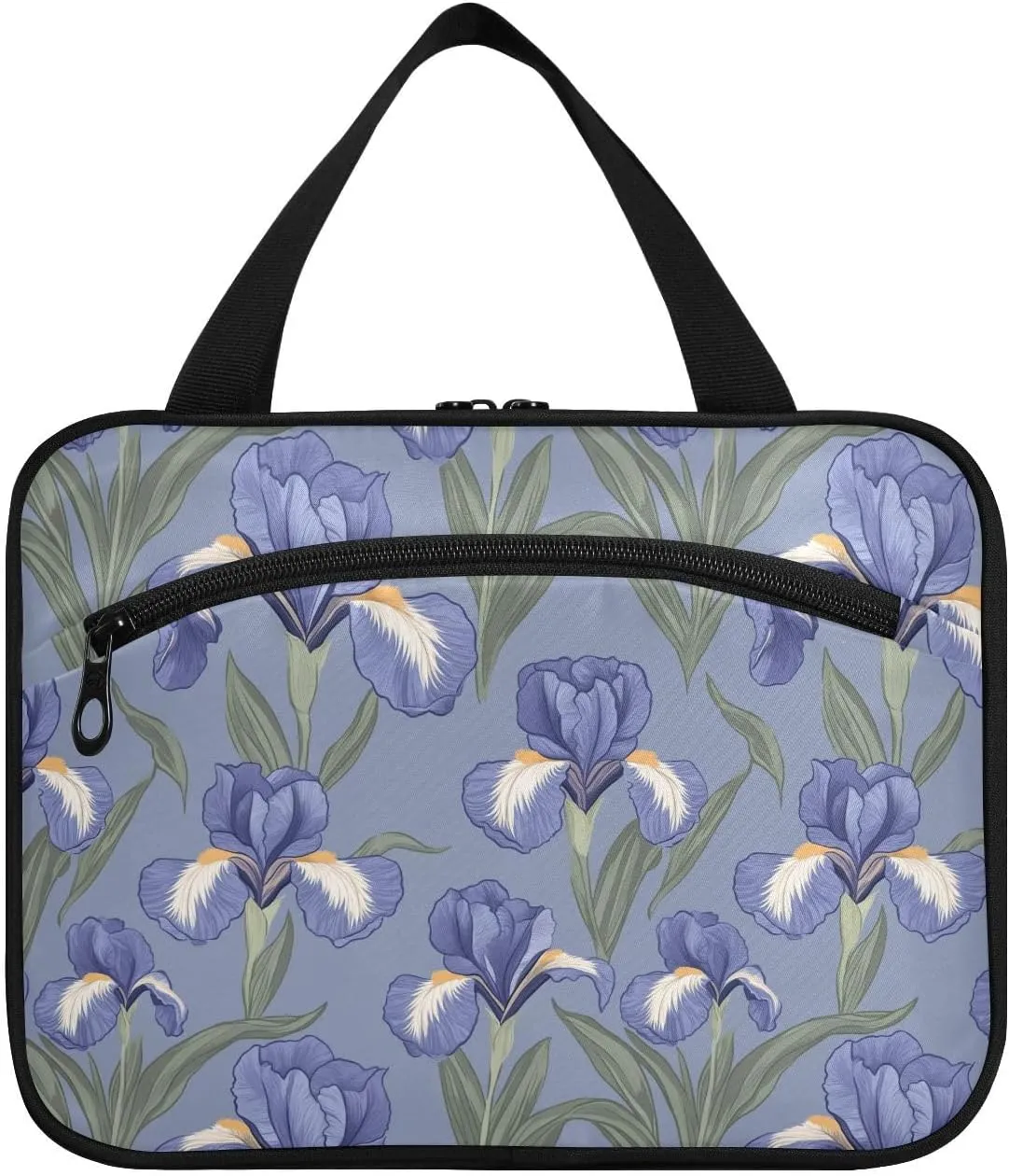 Retro Iris Navy Blue hanging travel bag with hook, designer cute shaving kit bag for men for essentials for women travel bolsa para guardar maquillaje M