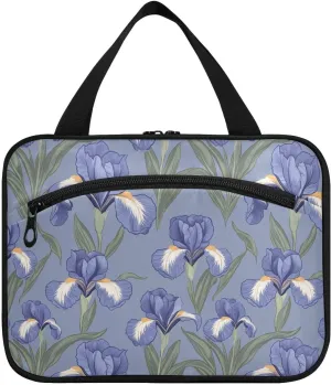 Retro Iris Navy Blue hanging travel bag with hook, designer cute shaving kit bag for men for essentials for women travel bolsa para guardar maquillaje M