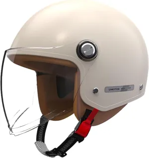 Retro Vespa Helmet with Visor Adult 3/4 Open Face Motorcycle Half Helmet DOT Approved Vintage Scooter Helmets Light Quick Buckle ATV Helmet for Moped Cruiser Chopper