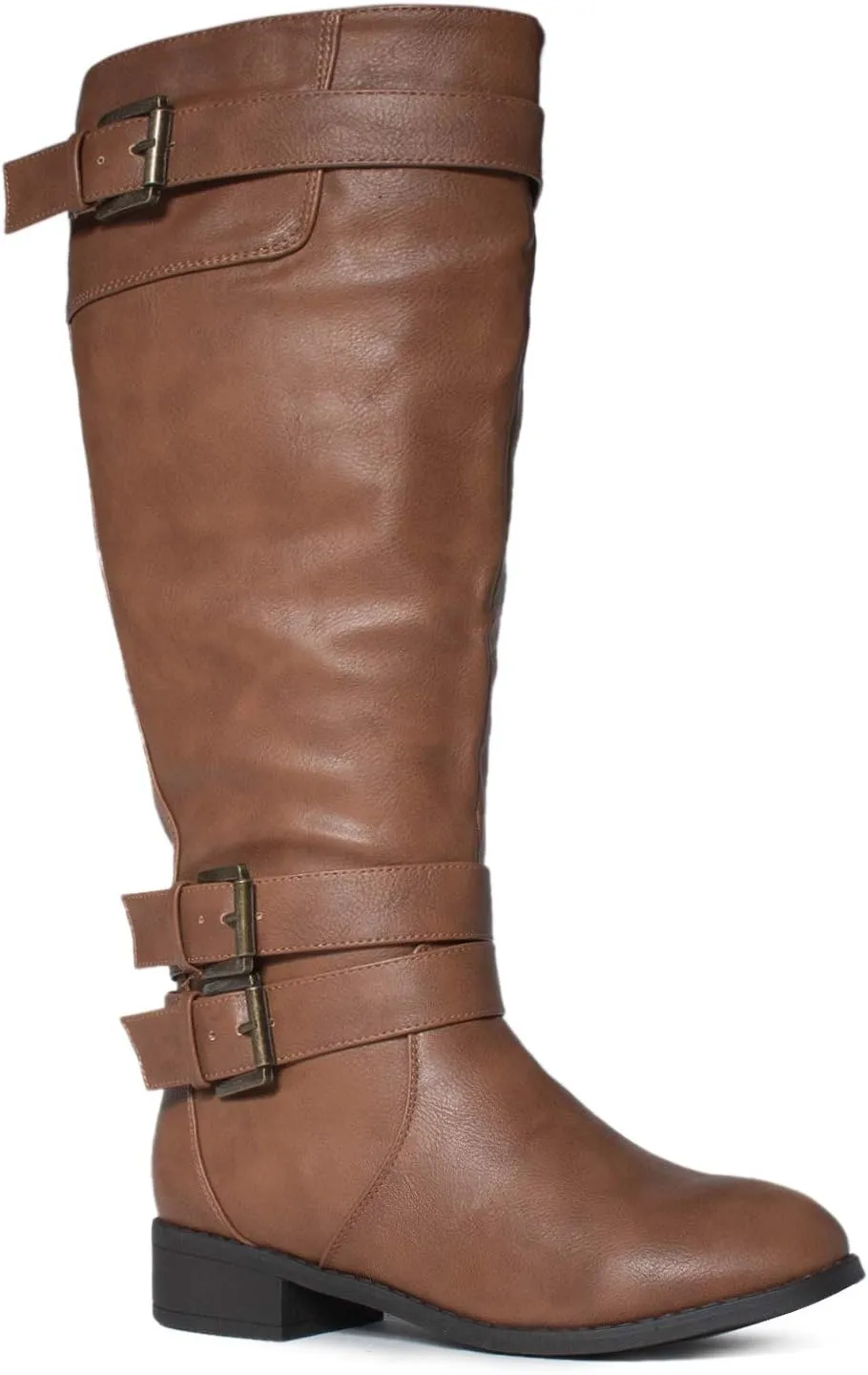 RF ROOM OF FASHION Madison Extra Wide Calf Buckle Knee High Riding Boots w Pocket