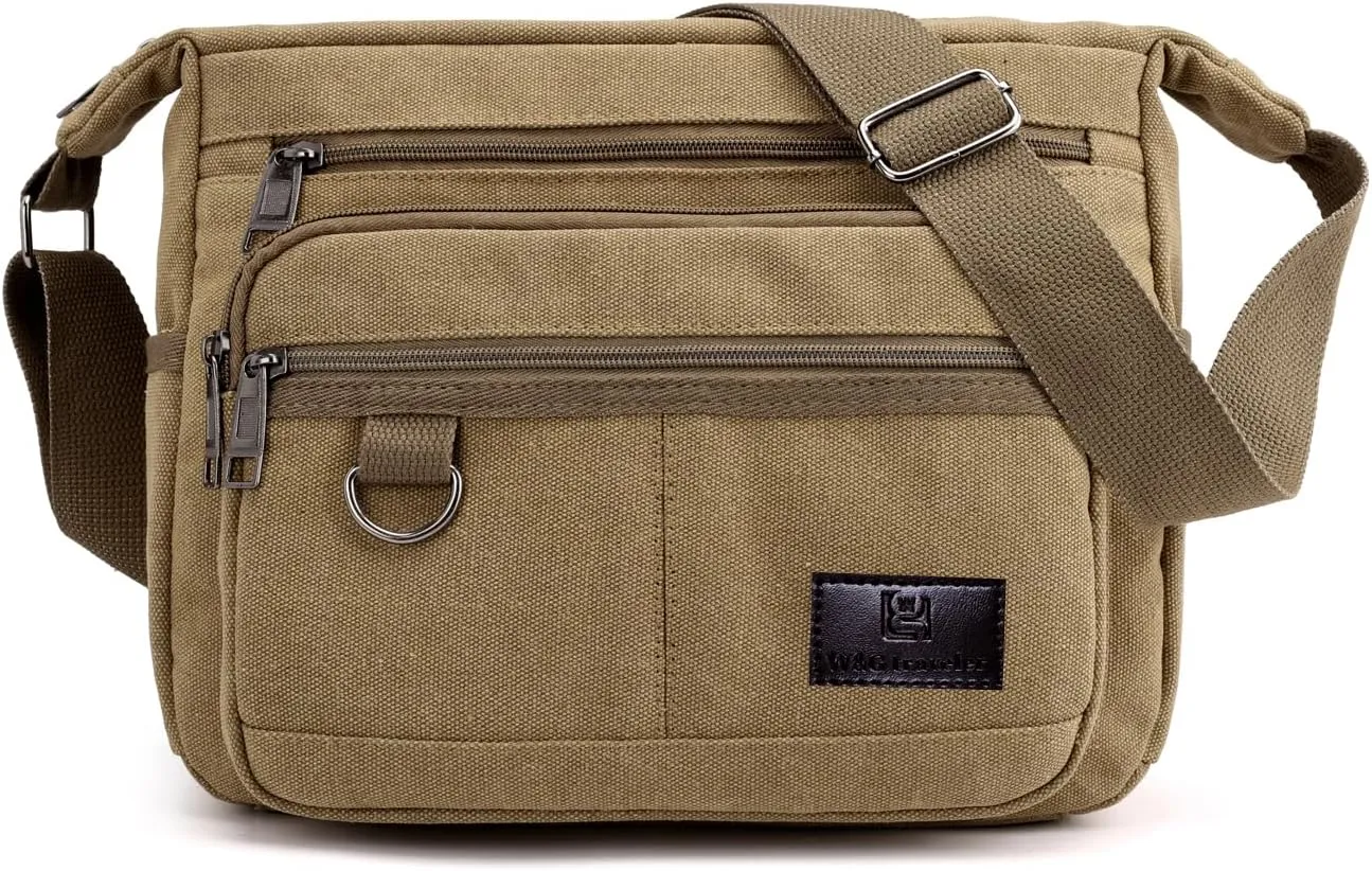 Rfid Crossbody Messenger Bag with Water Bottle Holders, 13 inch Laptop Shoulder Bag, Sling Satchel Purse w/Built-in Wallet