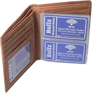 RFID Leather European Bifold Hipster Mens Wallet With Heavy Duty Vinyl Wallet Insert (Hunter)