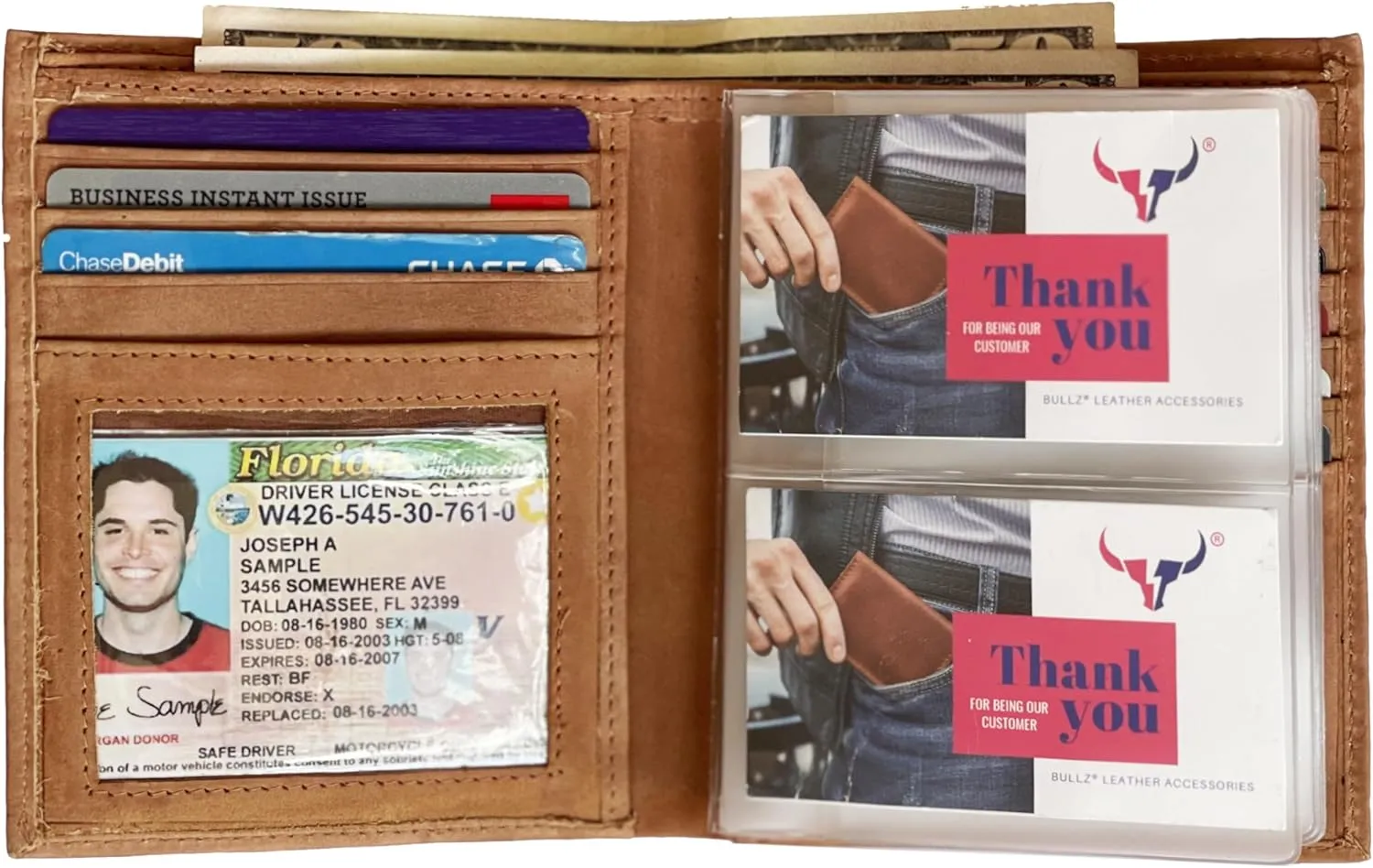 RFID Leather European Bifold Hipster Mens Wallet With Heavy Duty Vinyl Wallet Insert (Hunter)