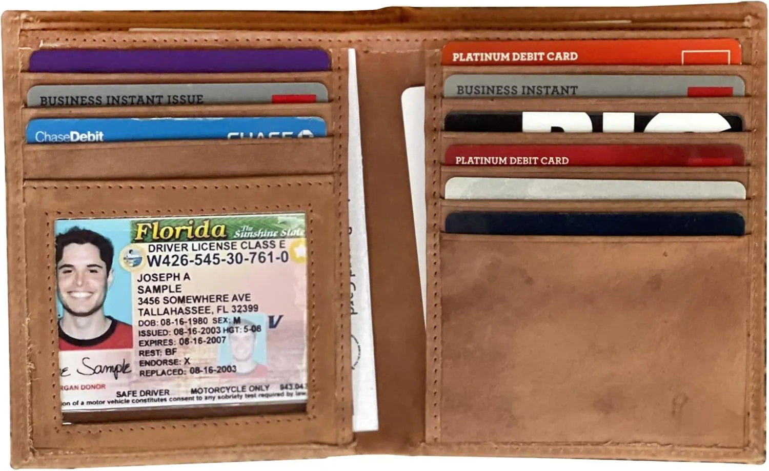 RFID Leather European Bifold Hipster Mens Wallet With Heavy Duty Vinyl Wallet Insert (Hunter)