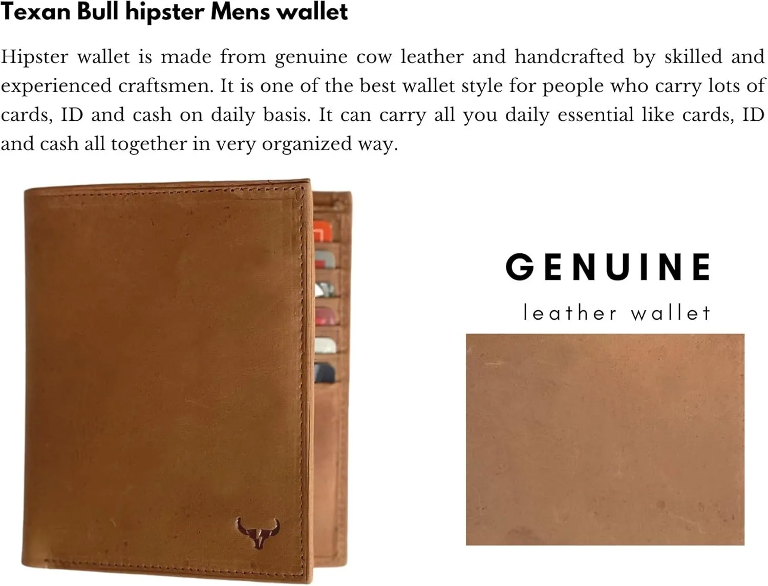 RFID Leather European Bifold Hipster Mens Wallet With Heavy Duty Vinyl Wallet Insert (Hunter)