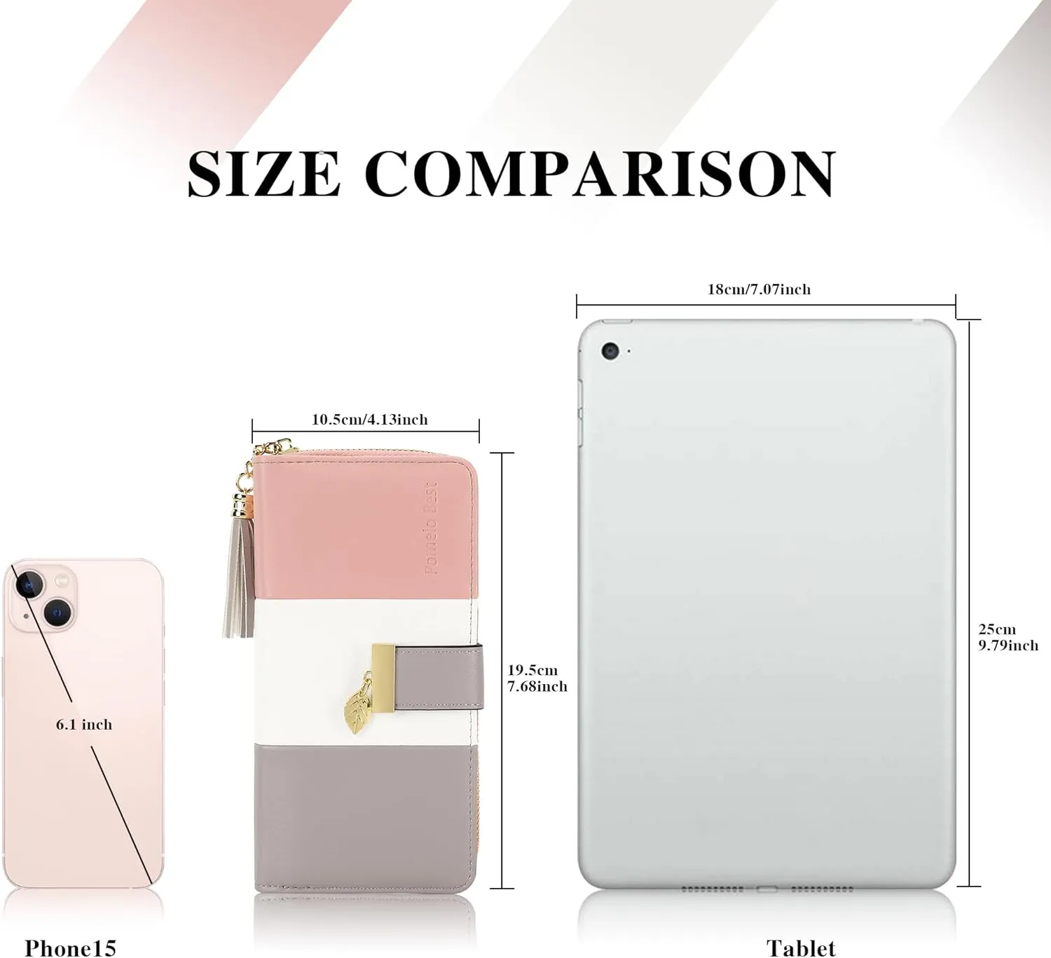 RFID Wallets for Women with Multiple Card Slots and Cellphone Compartment, Womens Wallet (pink/white/grey)