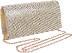 Rhinestone Wedding Evening Bag Clutch Purses - Sparkling Party Cross Handbag with Chain Strap for Women