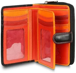 RIO 13 Ladies Large Soft Leather Purse/Wallet (Black/Red)