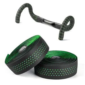 Road Bike Handlebar Tapes Made of EVA PU, Professional Road Bicycle Bar Tape, Racing Bike Handle Wraps, Bicycle Handlebar Grips Cover with End Plugs (Green)
