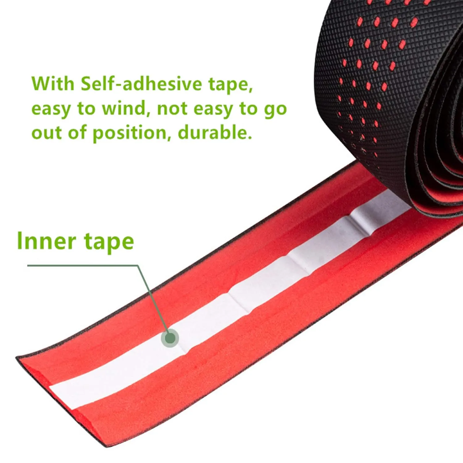 Road Bike Handlebar Tapes Made of EVA PU, Professional Road Bicycle Bar Tape, Racing Bike Handle Wraps, Bicycle Handlebar Grips Cover with End Plugs (Green)