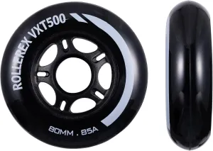 Rollerex VXT500 RipStik Wheels (Multiple Color Options Available) (2-Pack) - Use on Inline Skates, Roller Blades, RipStiks, RipStick Caster Boards, Luggage, Baggage or Wheelchairs (Steel Black) (80mm)