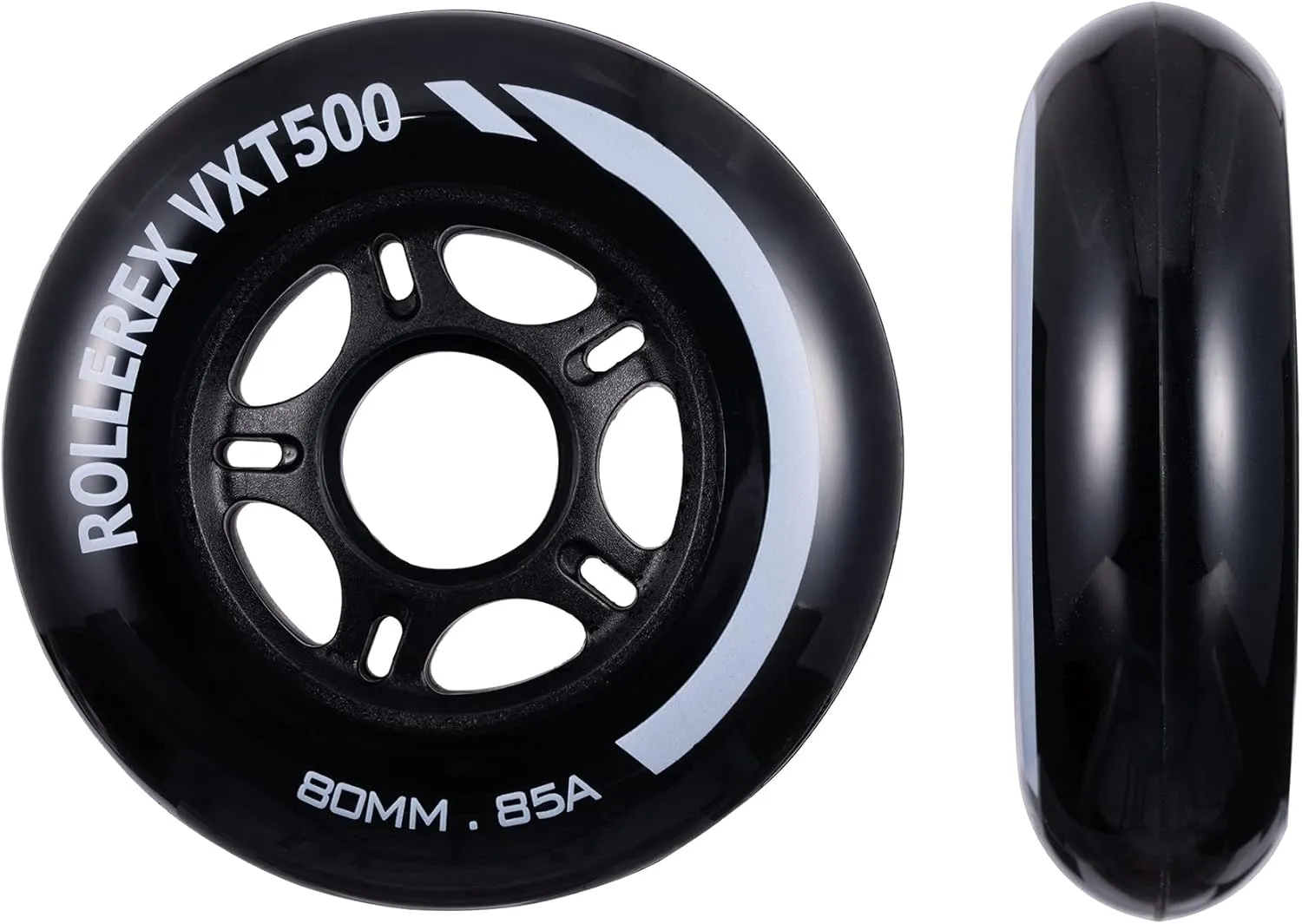 Rollerex VXT500 RipStik Wheels (Multiple Color Options Available) (2-Pack) - Use on Inline Skates, Roller Blades, RipStiks, RipStick Caster Boards, Luggage, Baggage or Wheelchairs (Steel Black) (80mm)