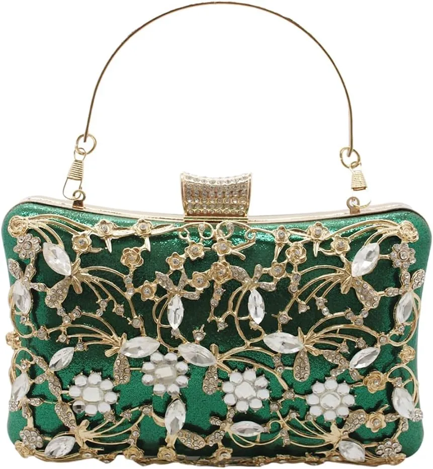 RomanticDesign Women Trendy Evening Clutch Luxury Handbag with Rhinestone for Wedding Party Prom Banquet