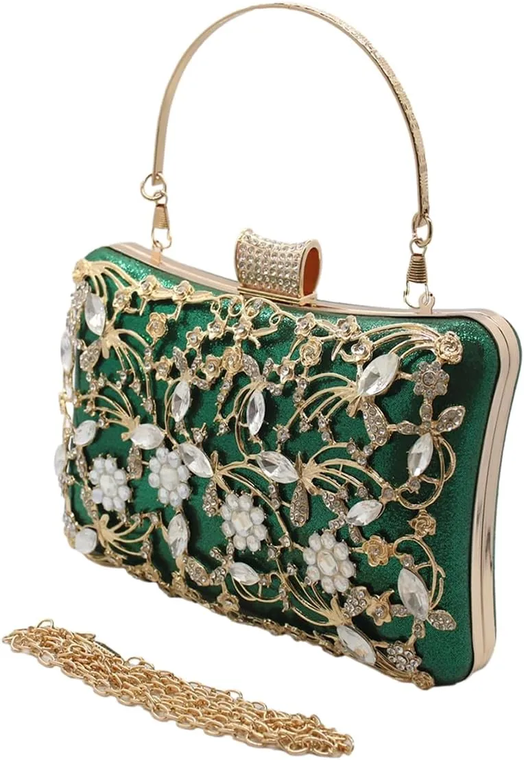 RomanticDesign Women Trendy Evening Clutch Luxury Handbag with Rhinestone for Wedding Party Prom Banquet