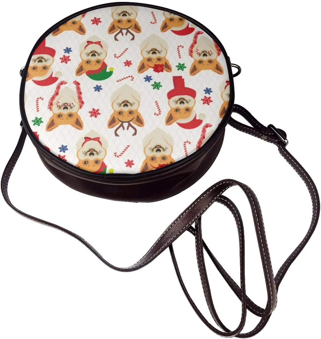 Round Faux Leather Crossbody Shoulder Sling Bag for Women